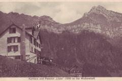 Kurhaus und Pension Lüsis (1300m) ob Walenstadt, mit Sichelkamm, Poststempel vom 12.07.1918