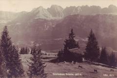 Skihütte Gstollenberg 1300m ob Mels, Poststempel von 1929. Aufnahme und Verlag von Max Burkhardt, Arbon, Nr. 1064